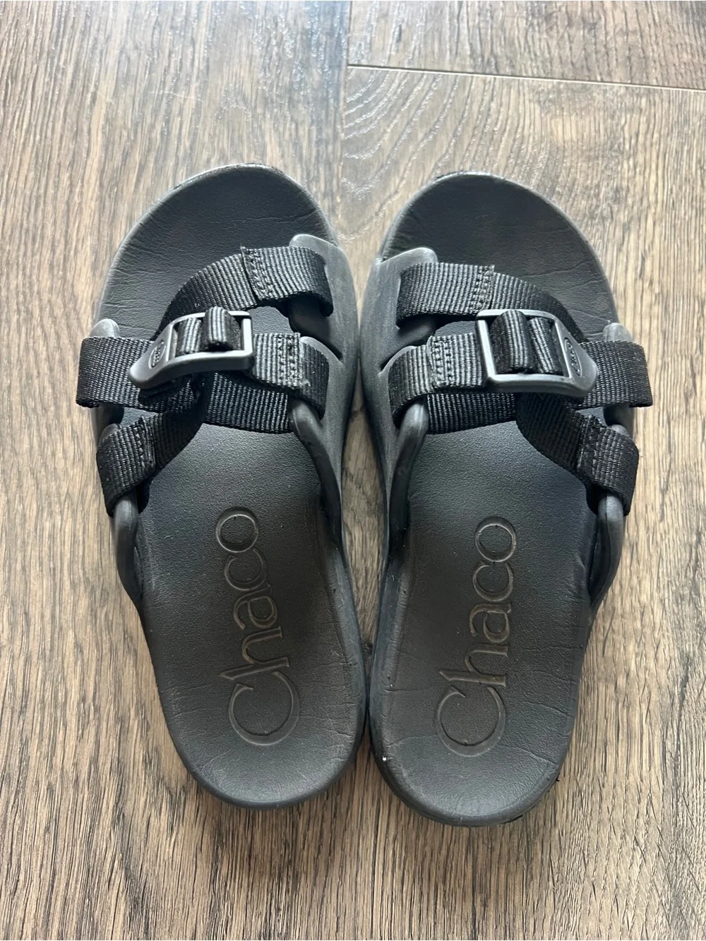 Chaco Kids Black Adjustable Strap Slide Sandals - Size K1